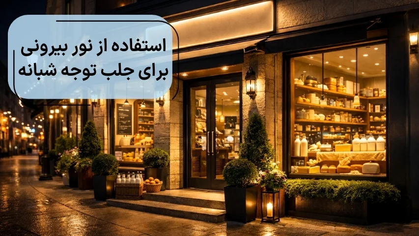 استفاده از نور بیرونی مغازه لبنیاتی برای جلب توجه شبانه