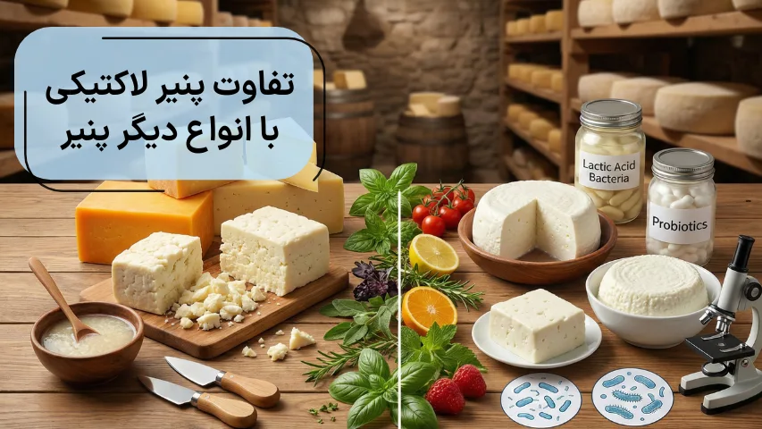 تصویری از پنیر لاکتیکی با انواع دیگر پنیرها